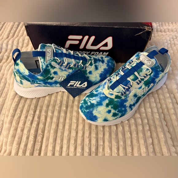 Fila Blue and Green Tie-Dye Sneakers - Picture 1 of 5